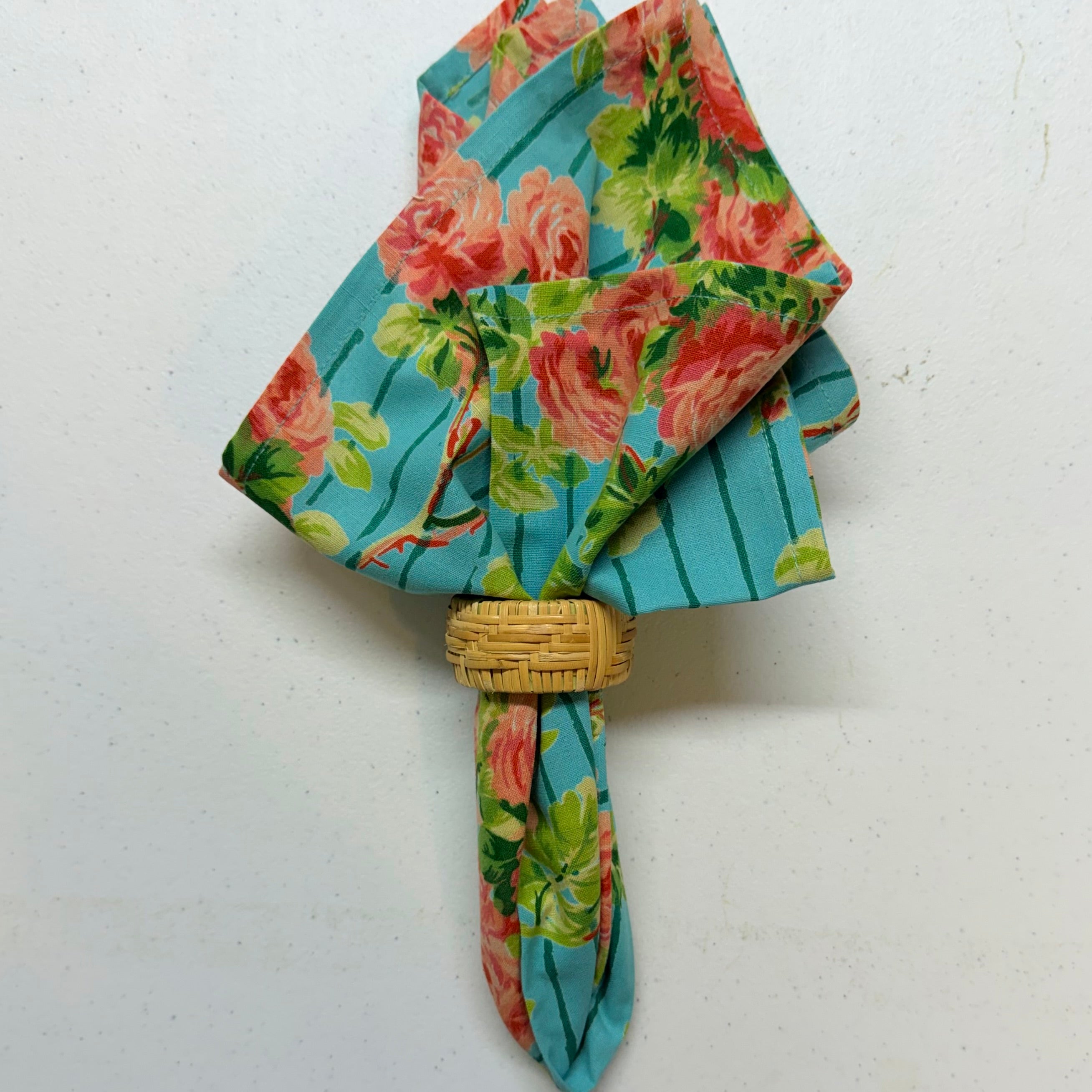 Turquoise Rose Cloth Napkins $29