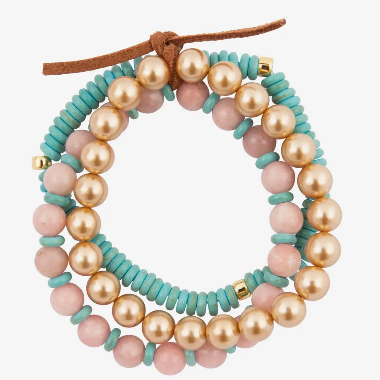 Pink Opal & Turquoise Bracelet Trio $58