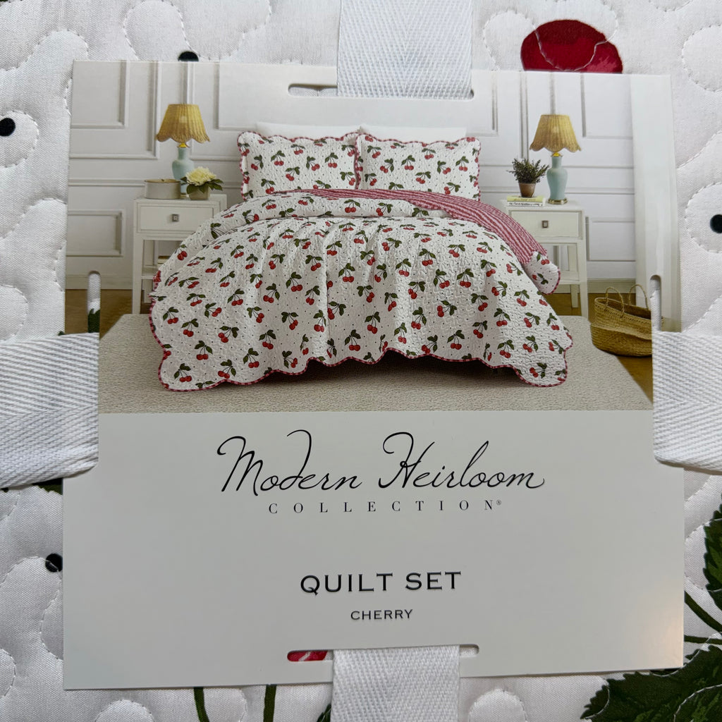 Cherry Full/Queen Quilt Set $100