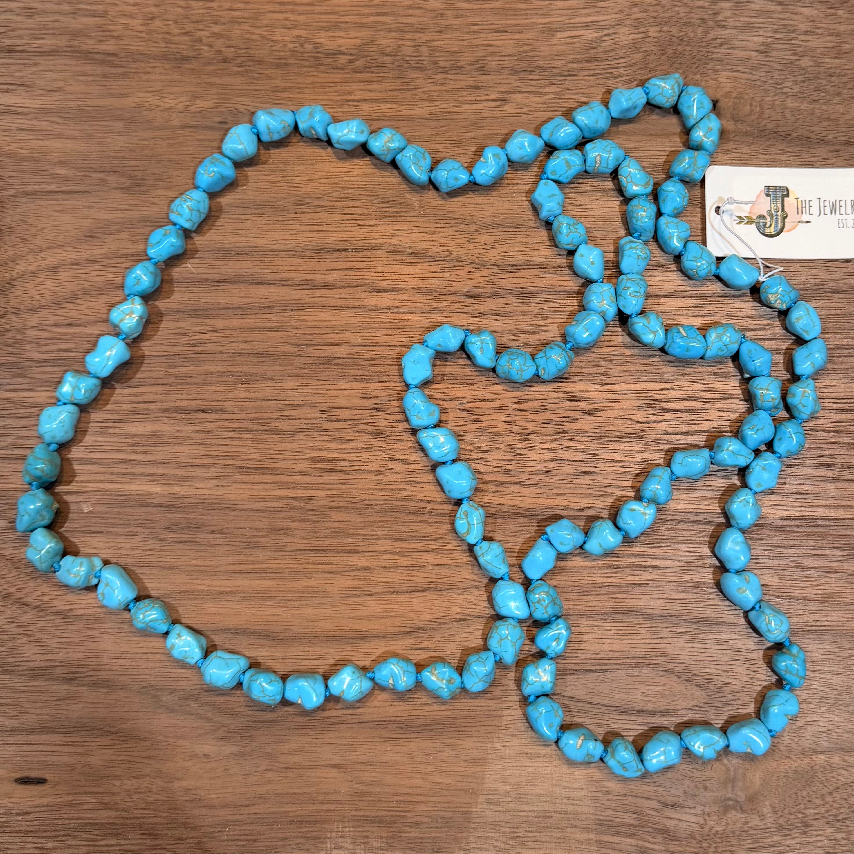 Long Boho Turquoise Beaded Necklace $34