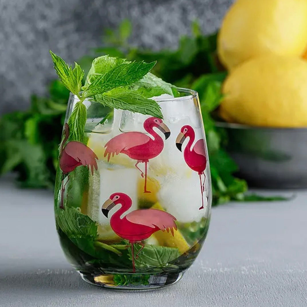 Flamingo Glass Wine Tumbler $20