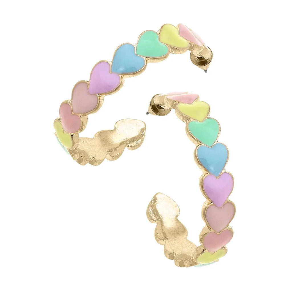 Pastel Heart Hoop Earrings $25