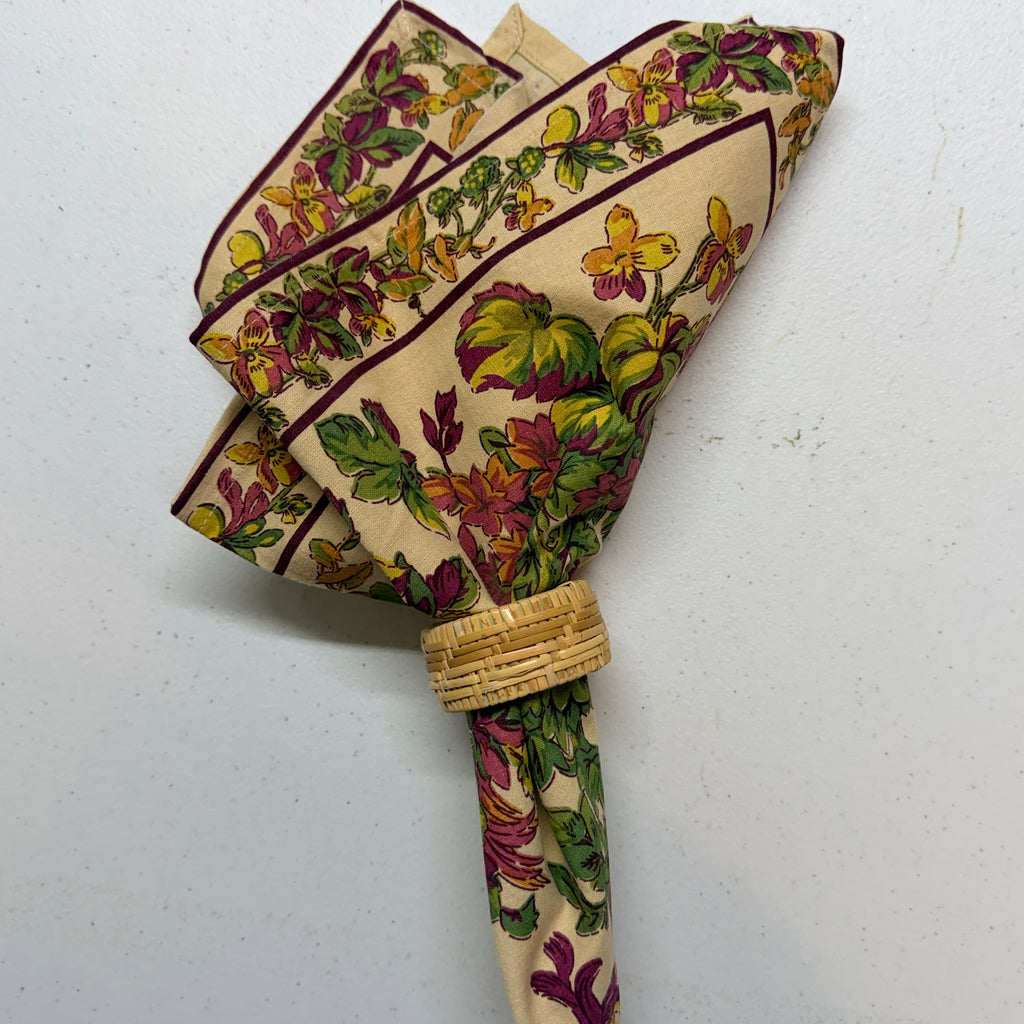 Cream Antique Floral Cloth Napkins $29