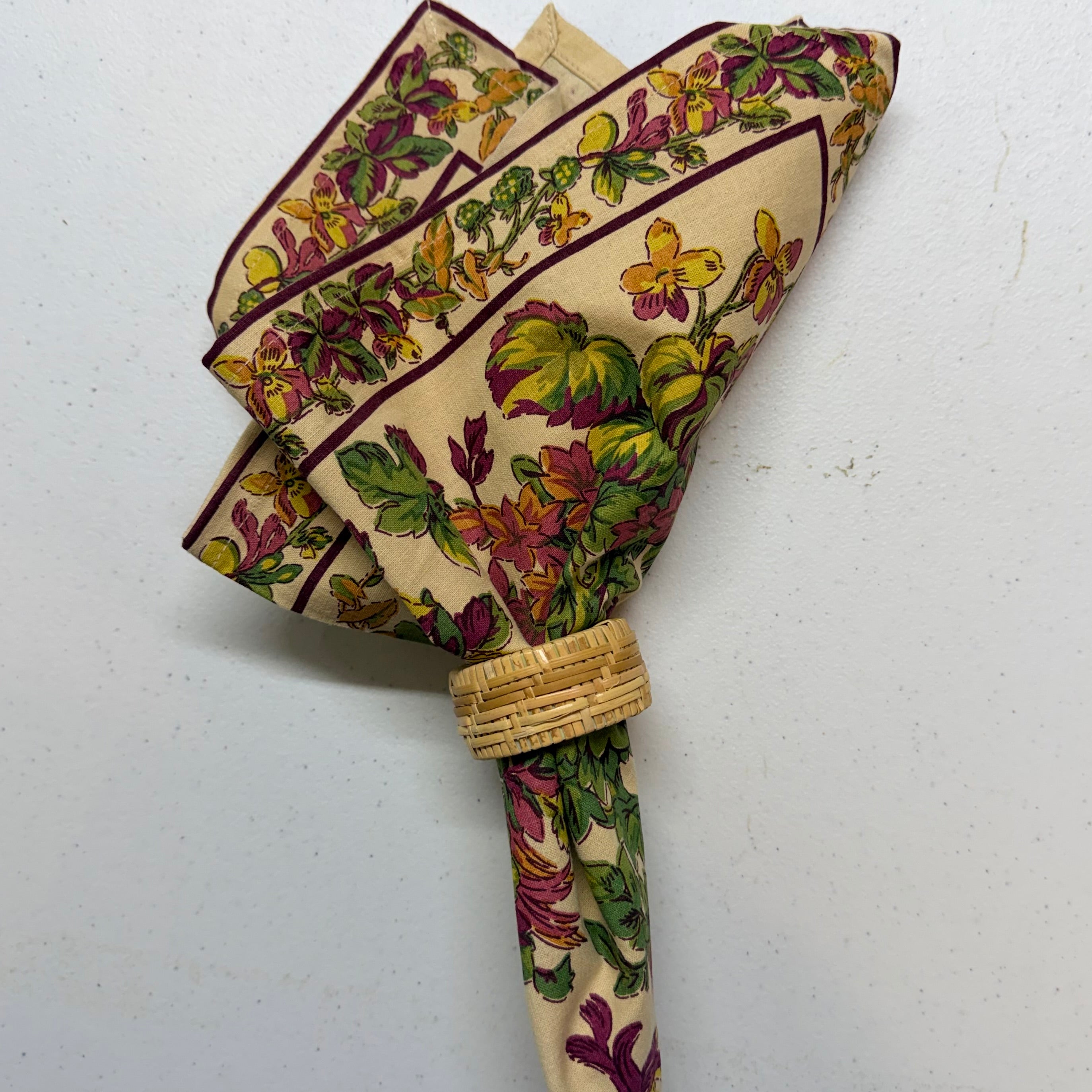 Cream Antique Floral Cloth Napkins $29