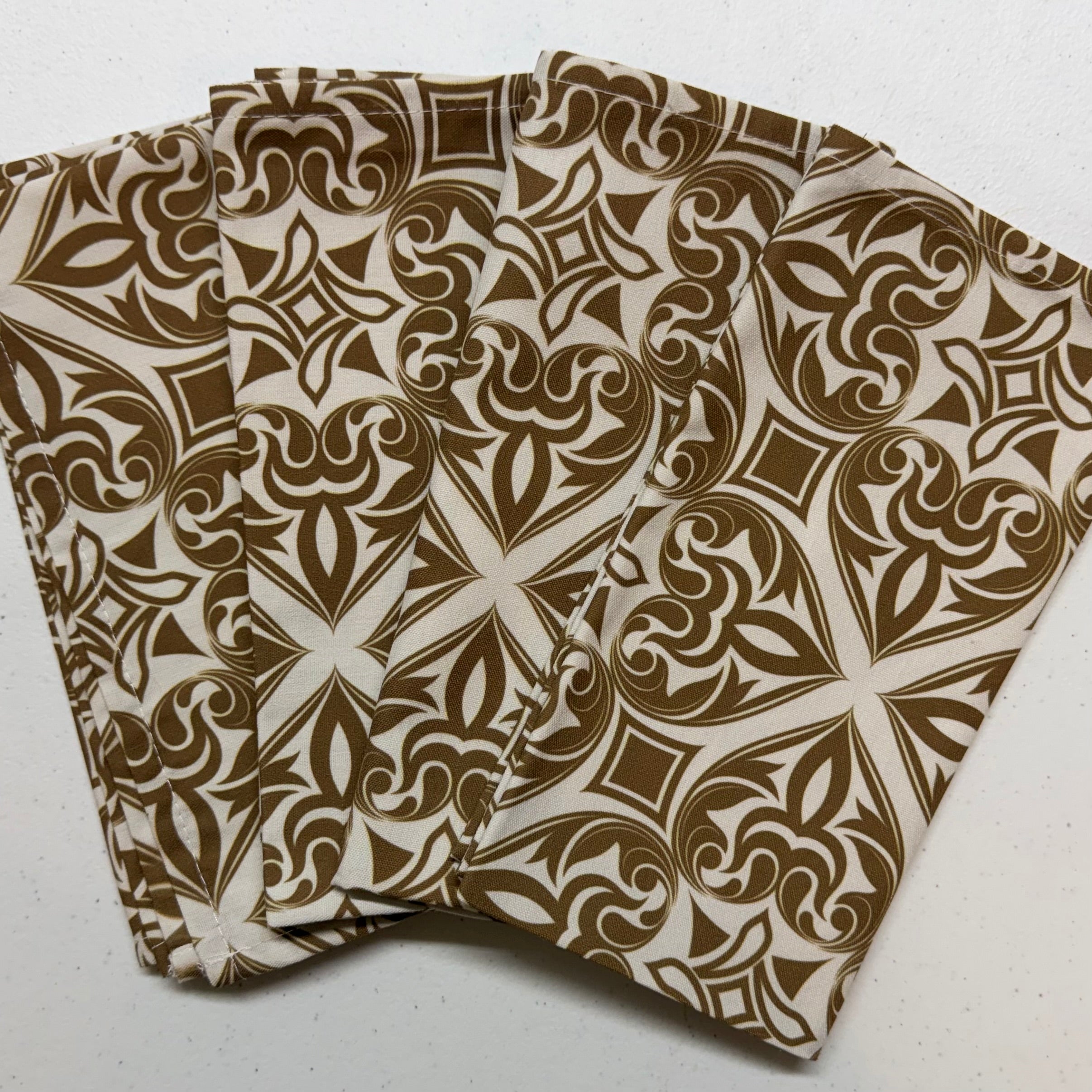 Taupe & White Geometric Cloth Napkins $28