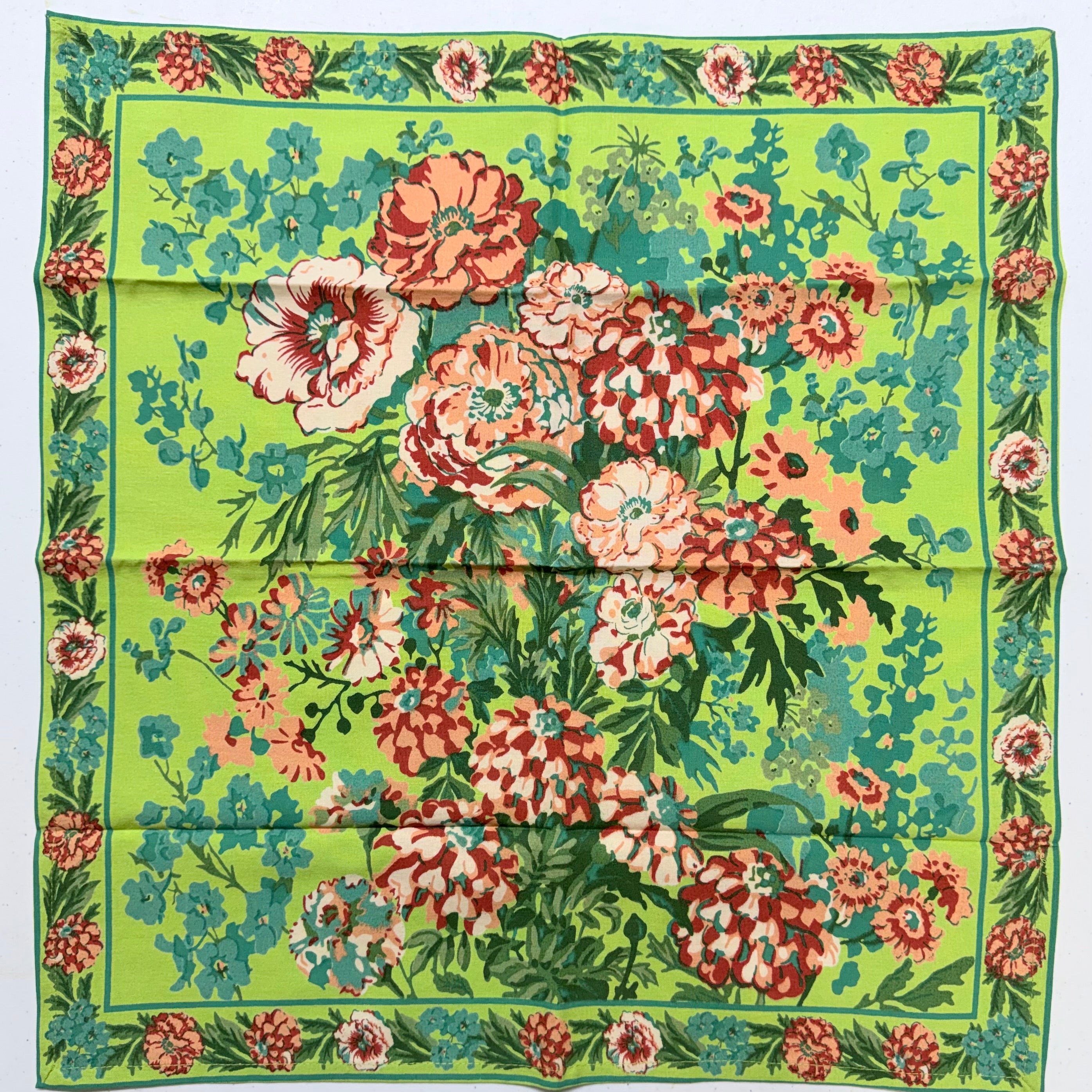 Lime Green Zinnia Cloth Napkins $29