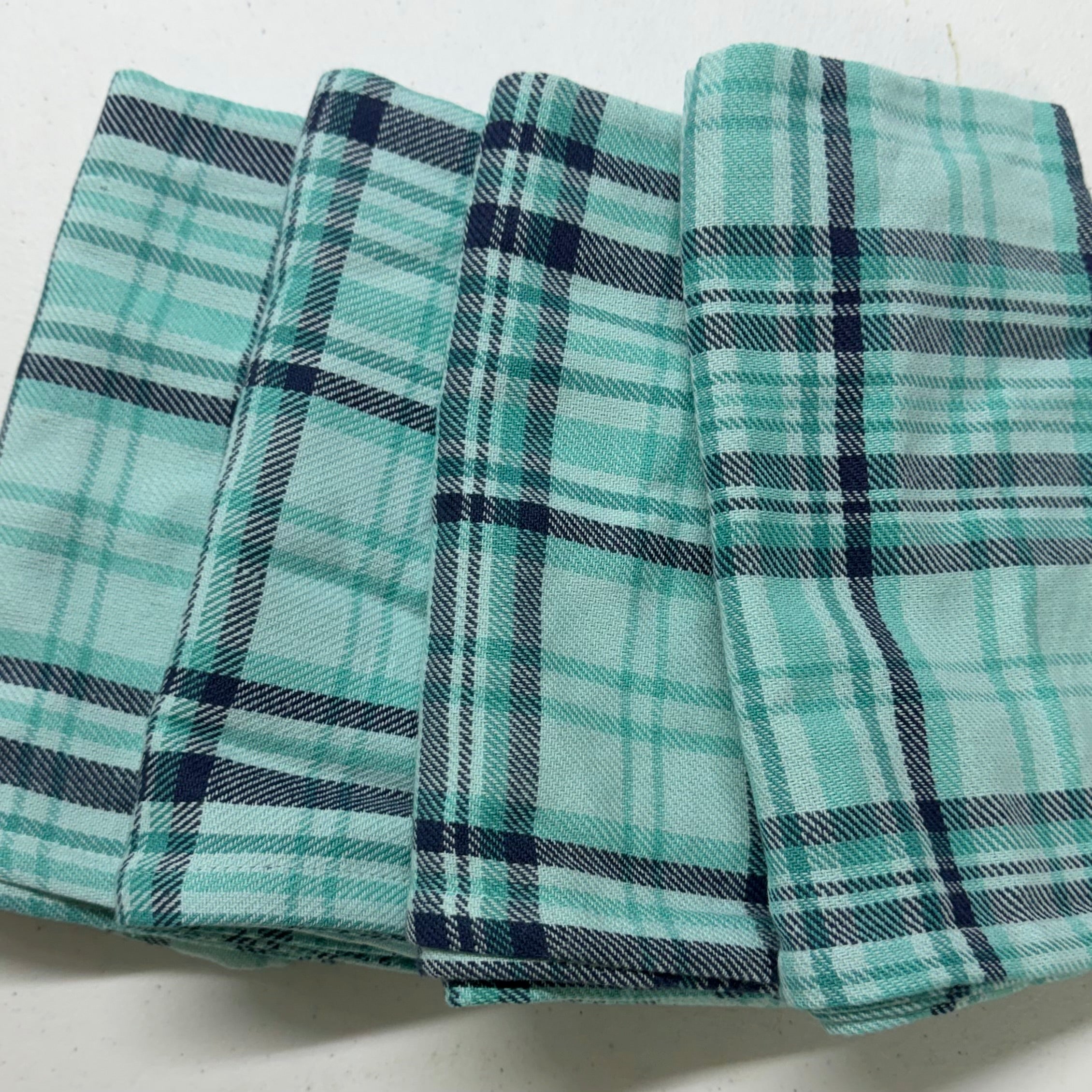 Aqua Plaid Cloth Napkins $28