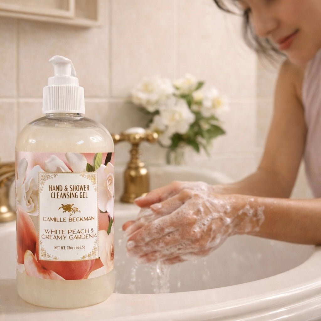 Camille Beckman Peach & Gardenia Hand & Body Wash $18