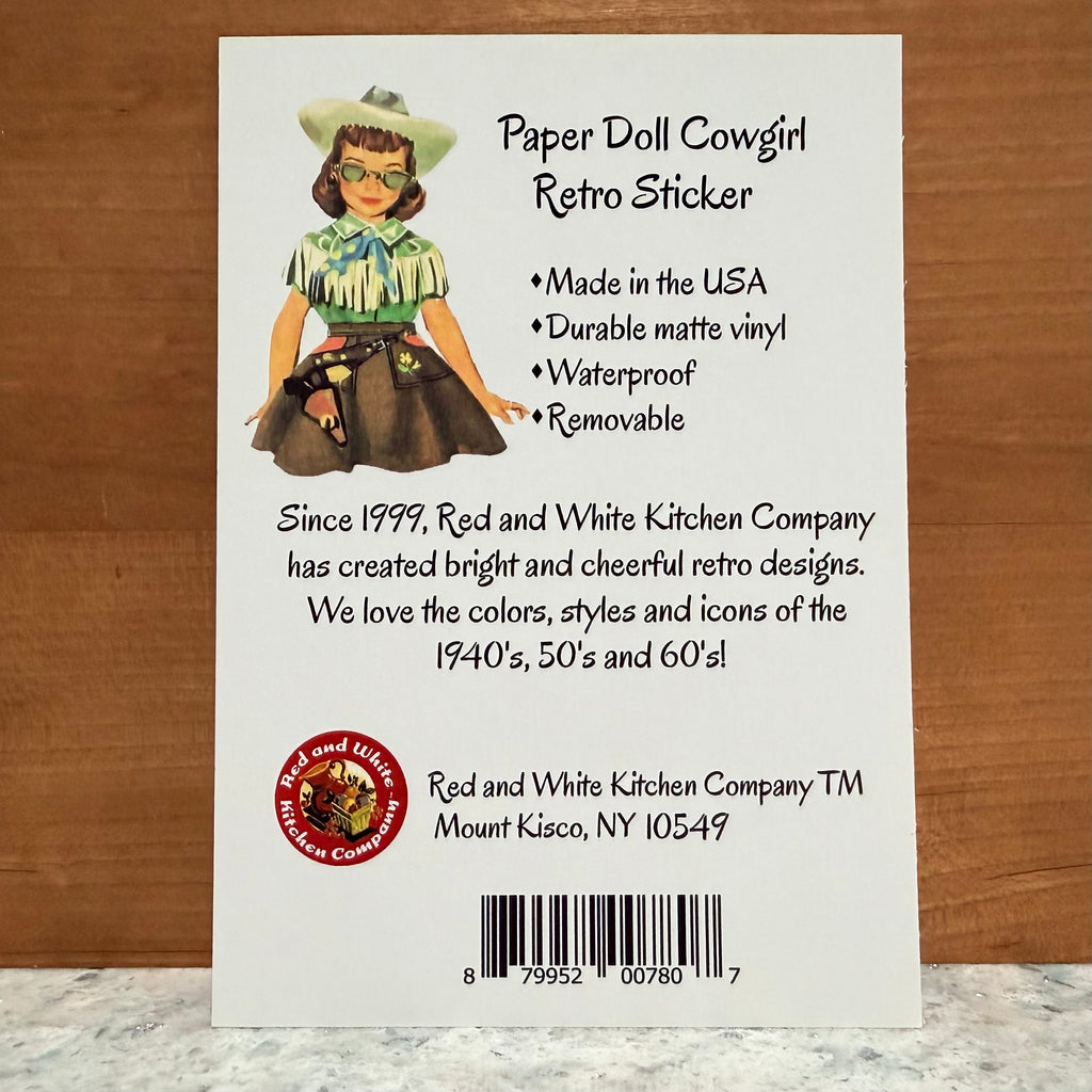 Paper Doll Cowgirl Retro Sticker $6