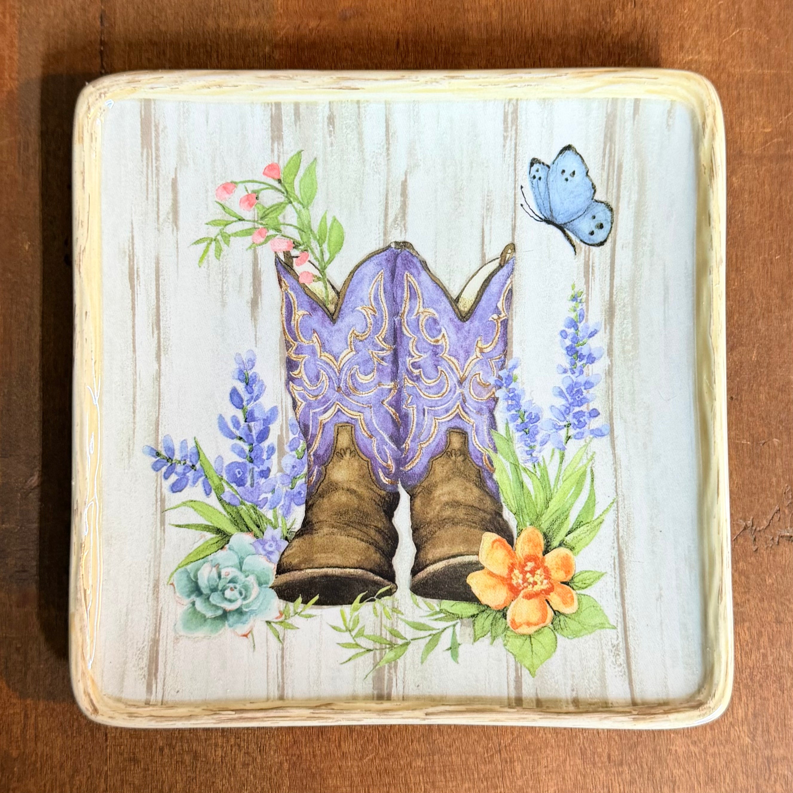 Purple Cowgirl Boots Plate $12