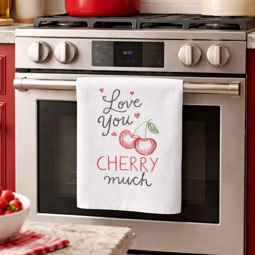 Love You Cherry Much Kitchen Towel $14
