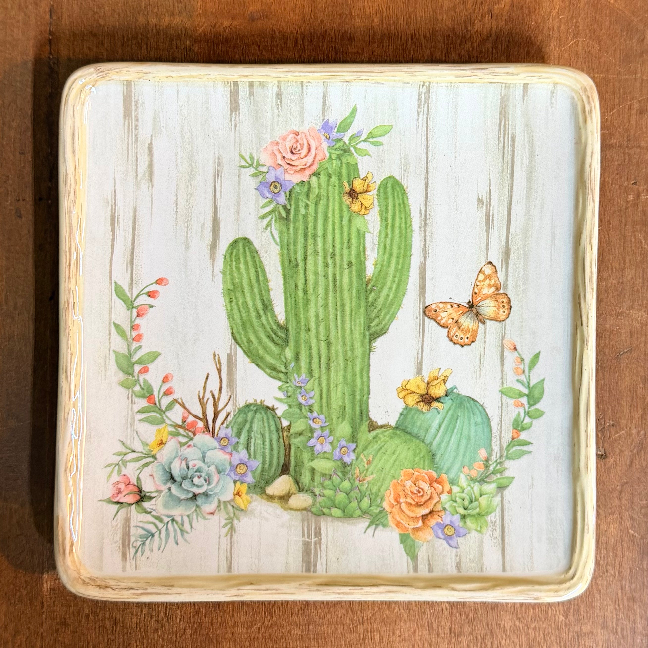 Floral Cactus Plate $12