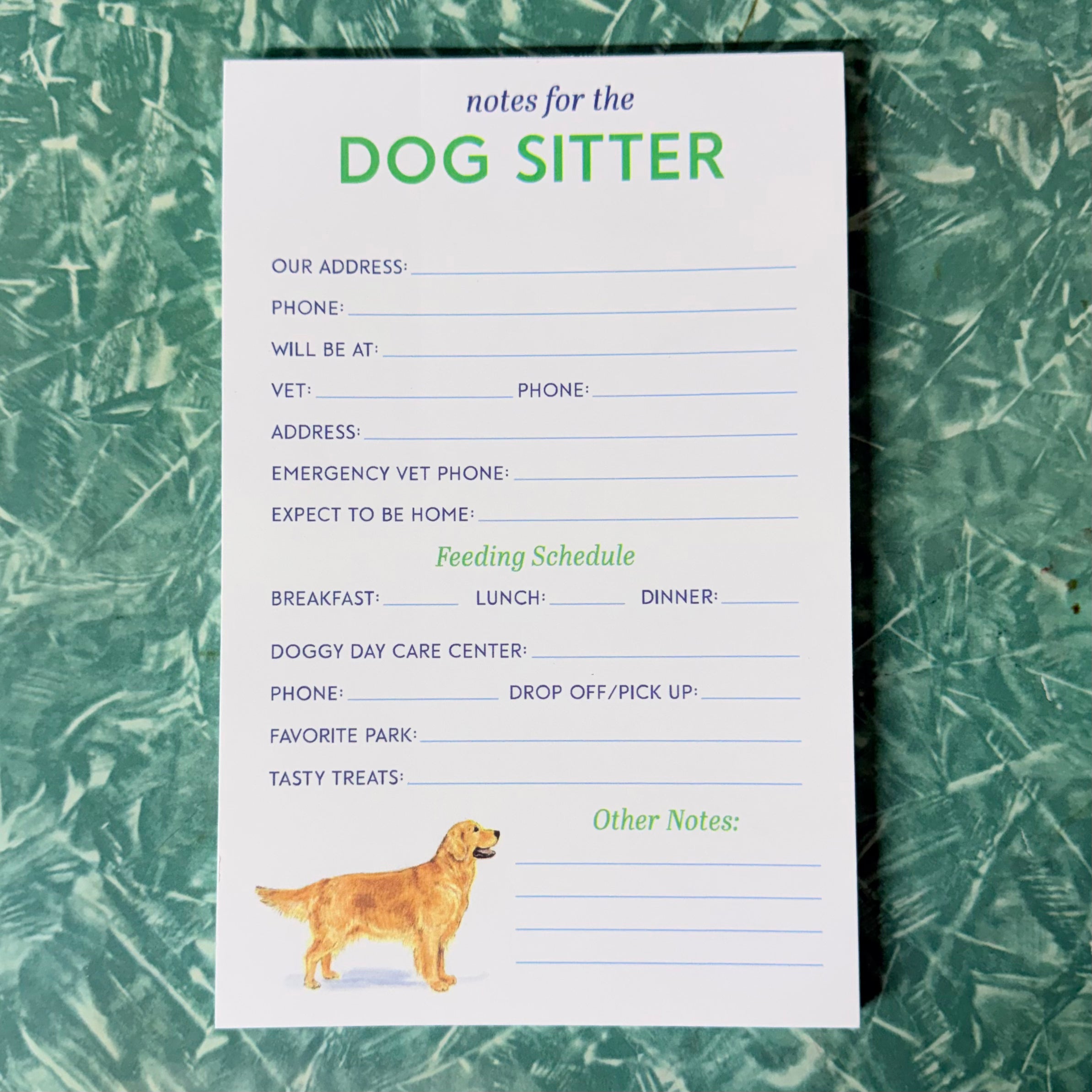 Notes for the Dog Sitter List Pad $13