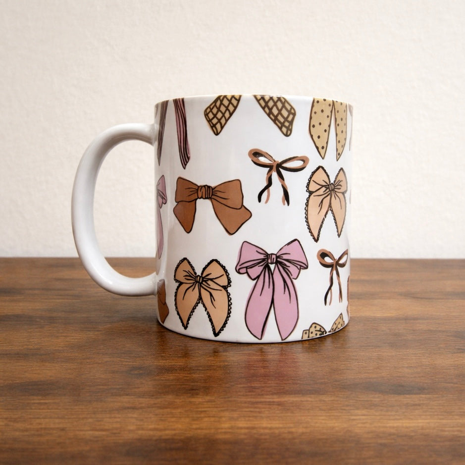 Neutral Bows All Over Coffee Mug $16