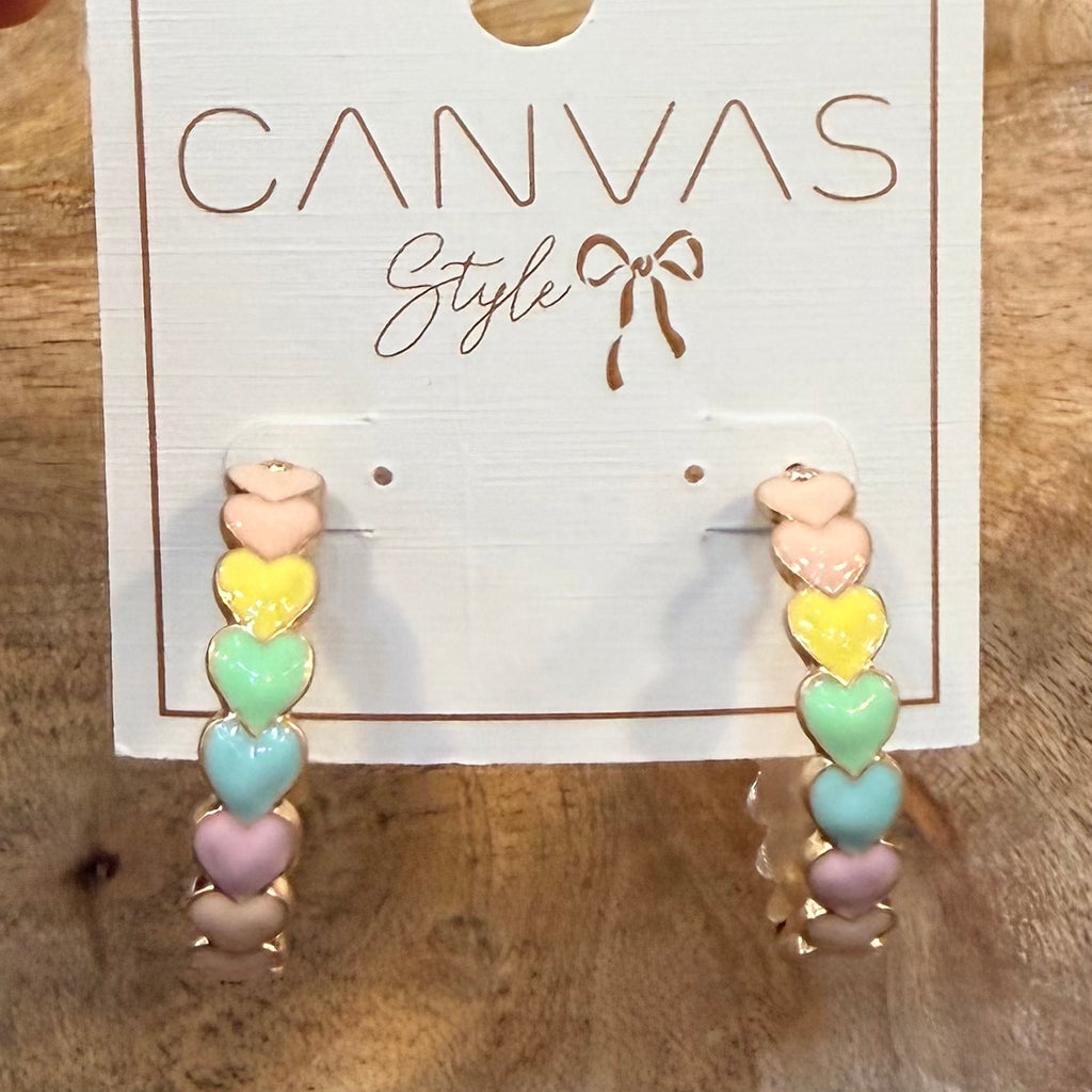 Pastel Heart Hoop Earrings $25