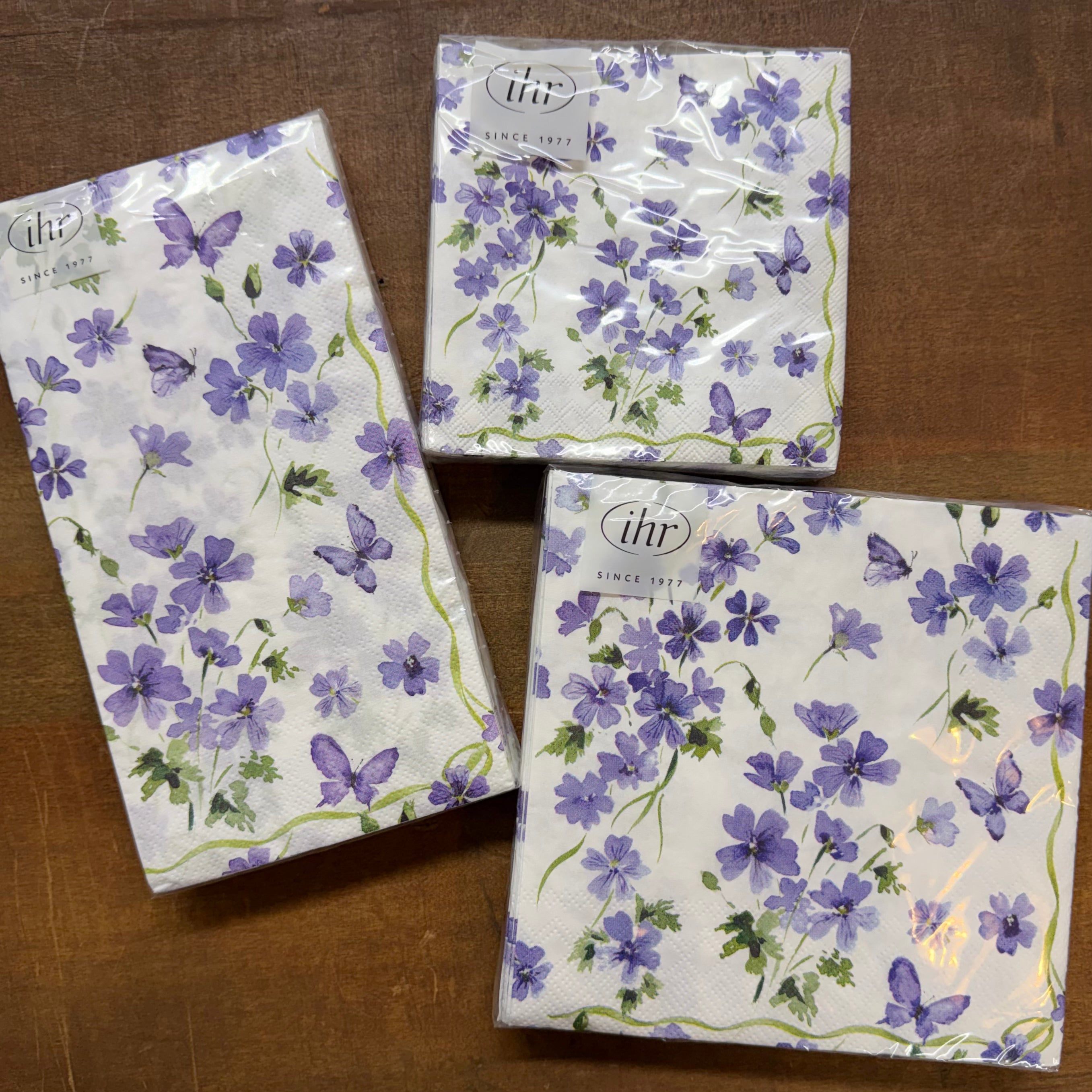 Purple Floral Paper Napkins 3 Sizes