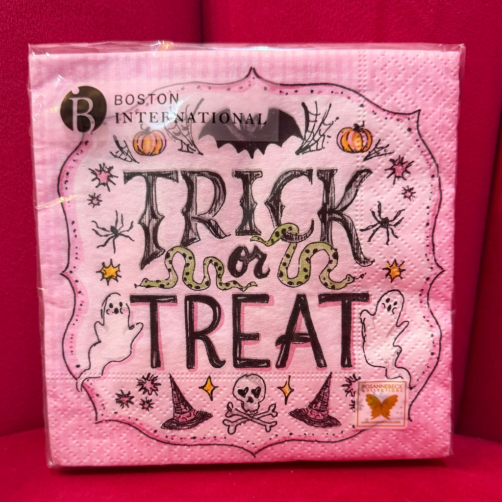 Trick or Treat Pink Cocktail Napkins $5