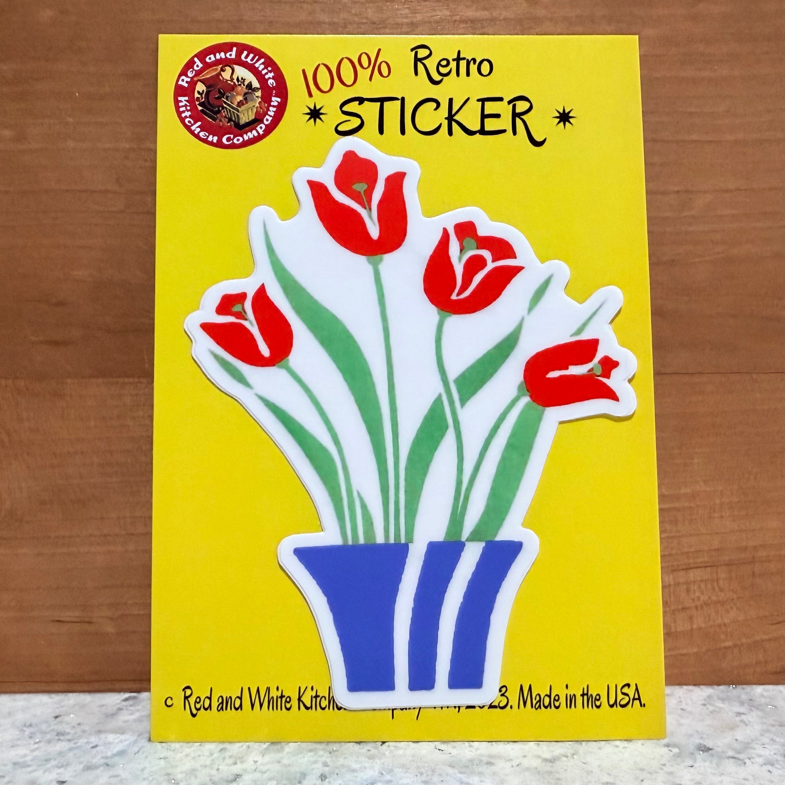 Red Tulips Retro Sticker $6