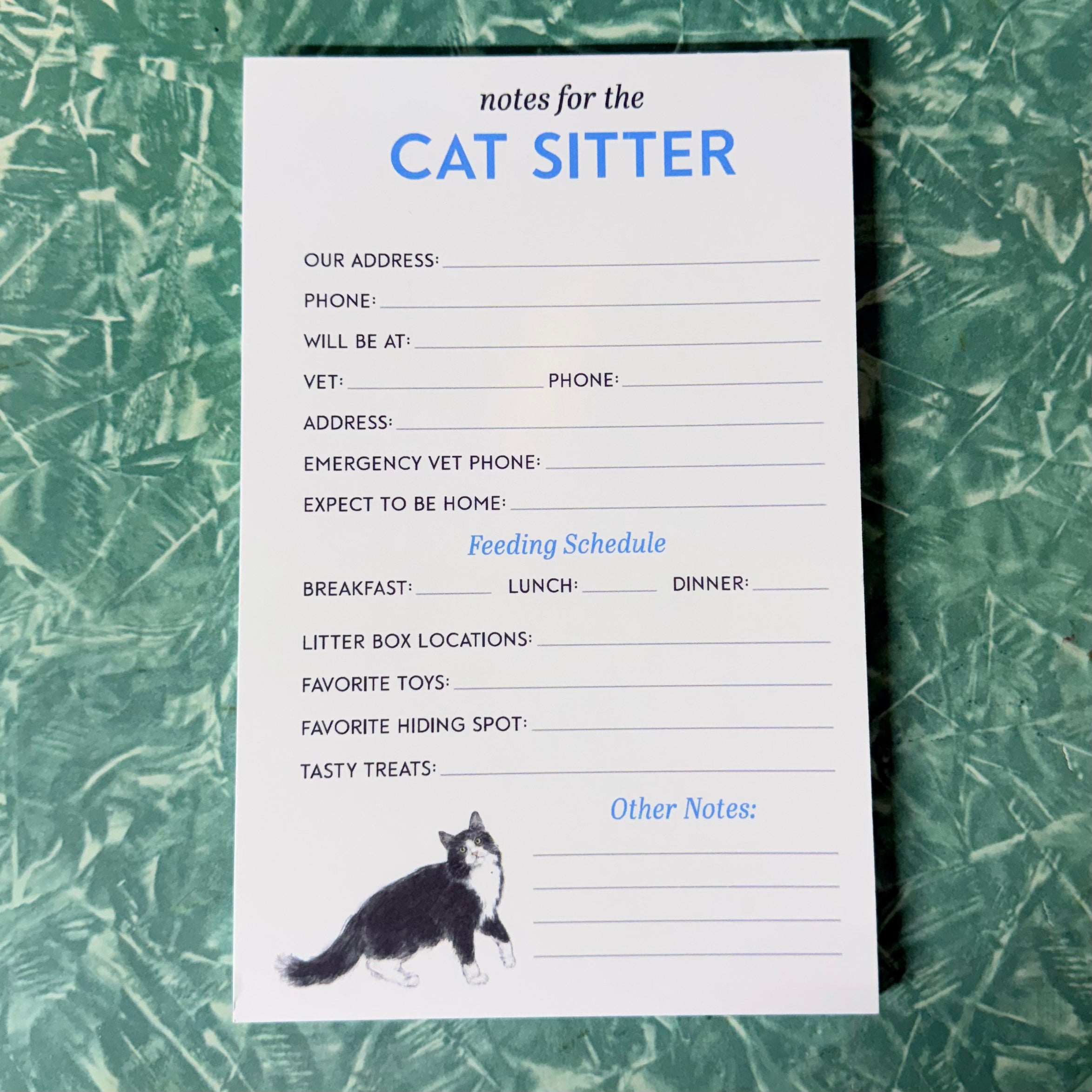 Notes for the Cat Sitter List Pad $13