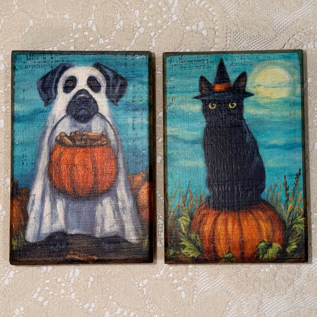 Halloween Cat & Dog Block Set $20