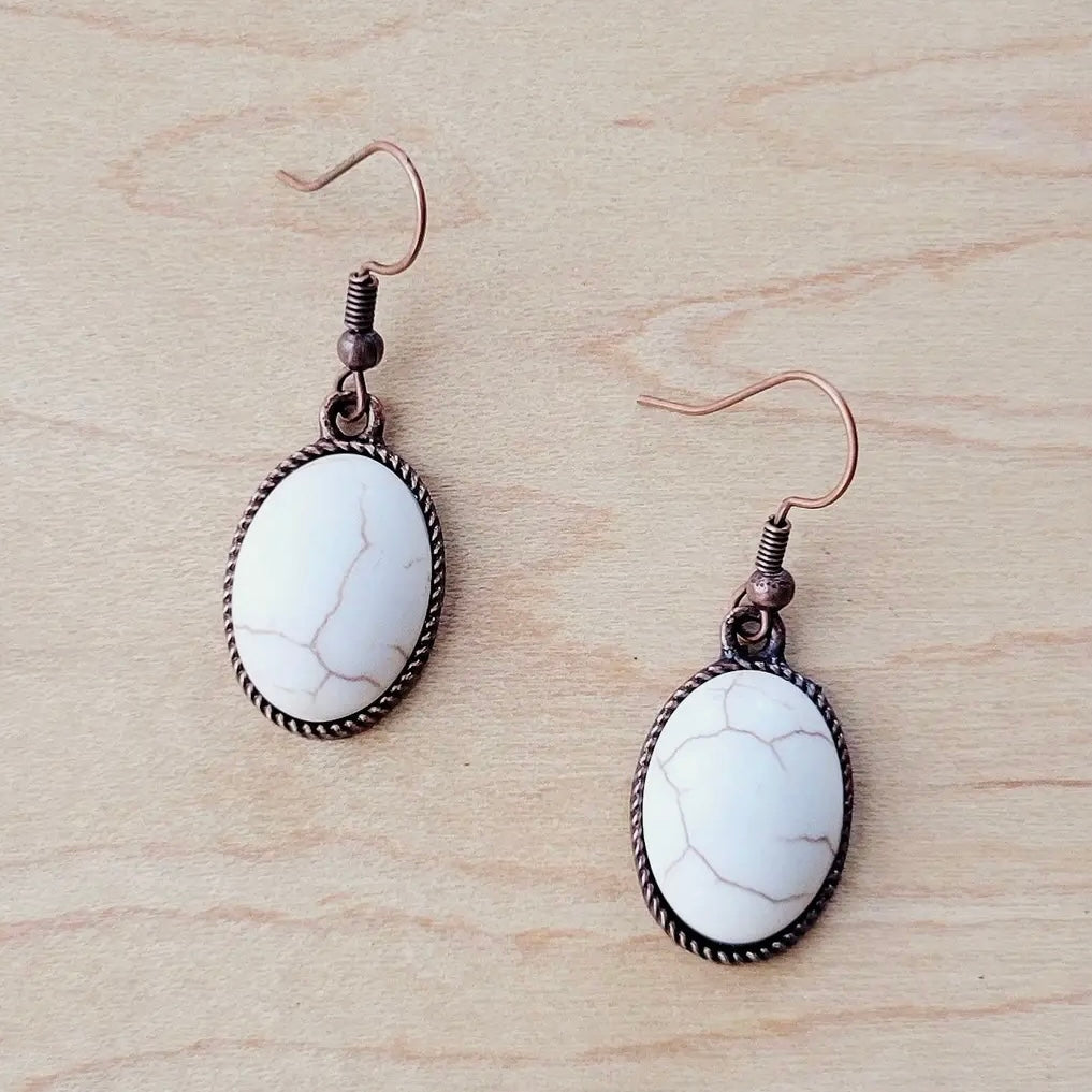 White Turquoise Drop Earrings $16