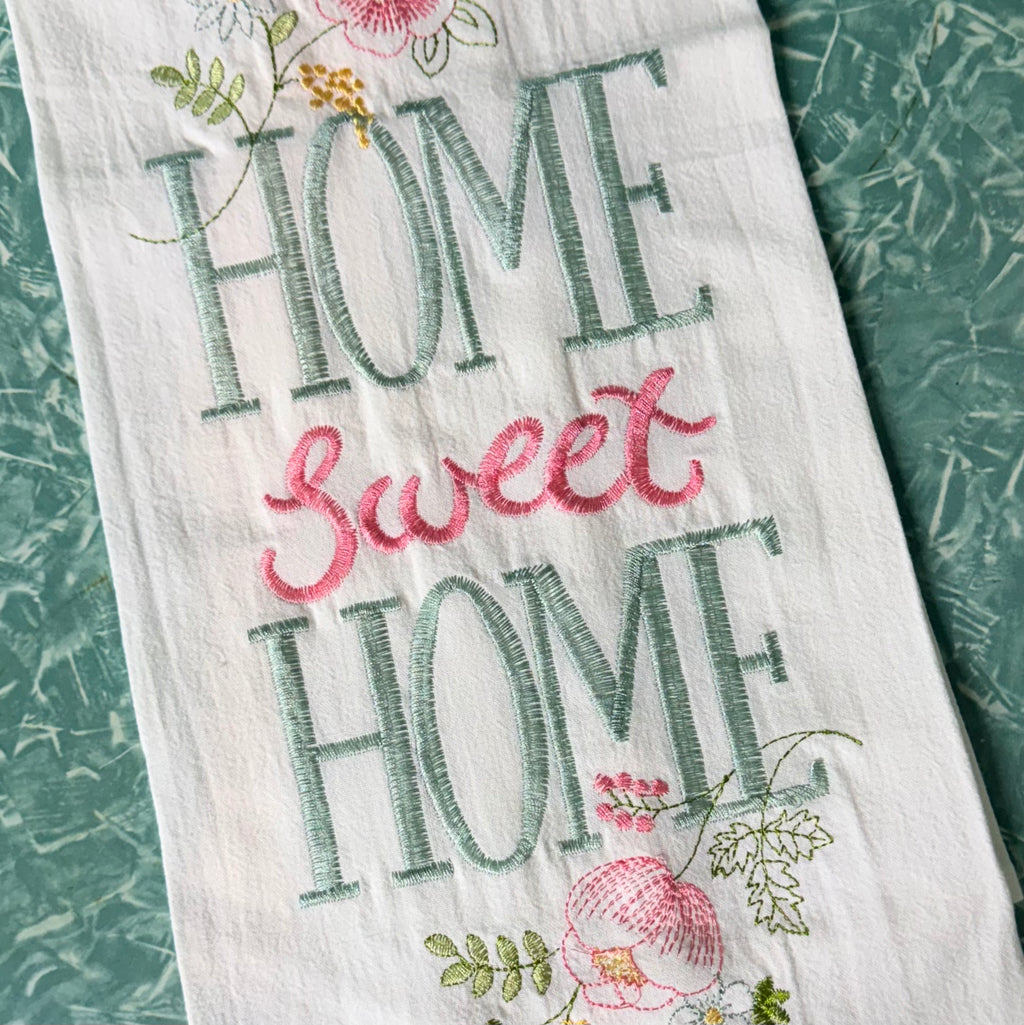 Home Sweet Home Embroidered Kitchen Towel $12