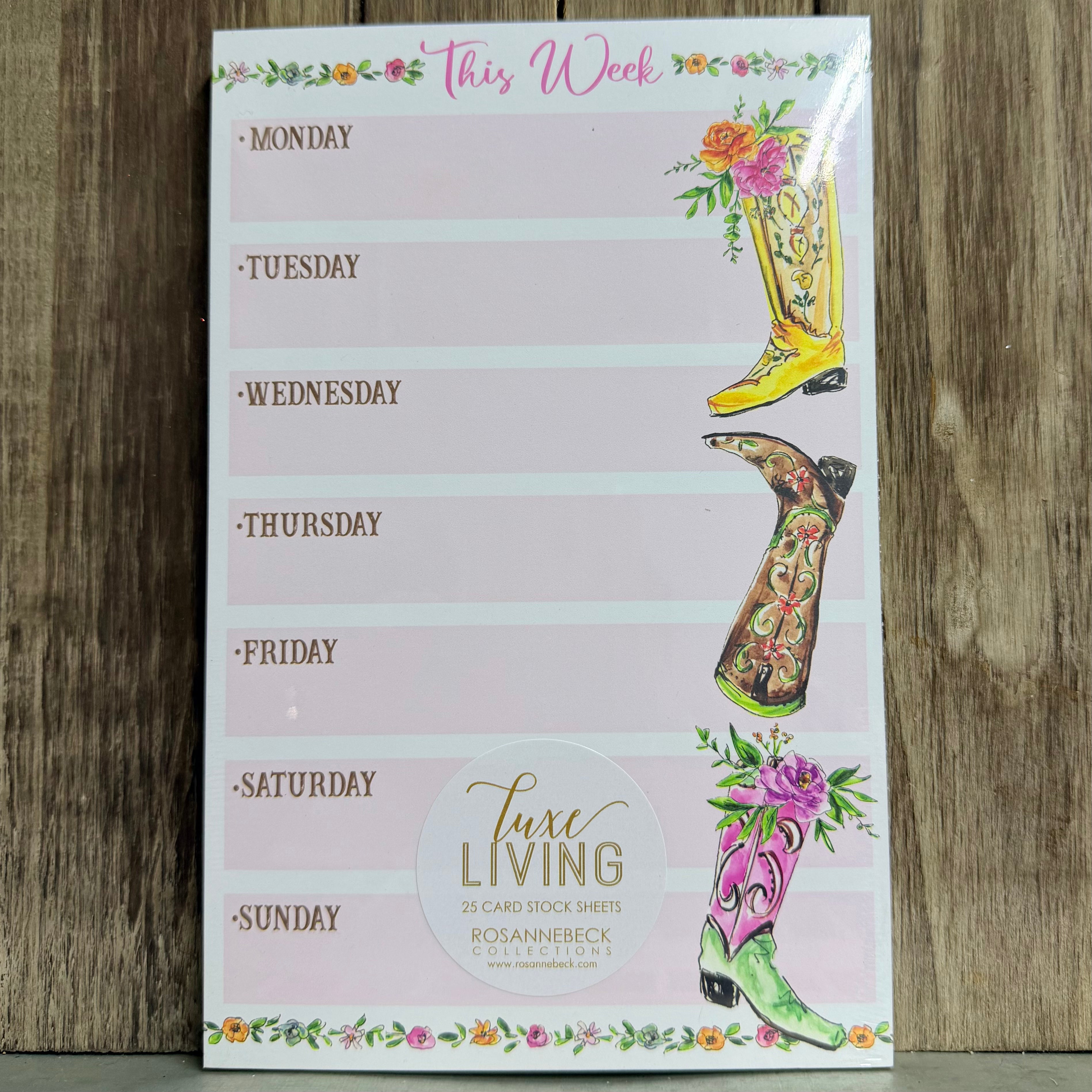 Colorful Cowgirl Boots Weekly List Pad $18