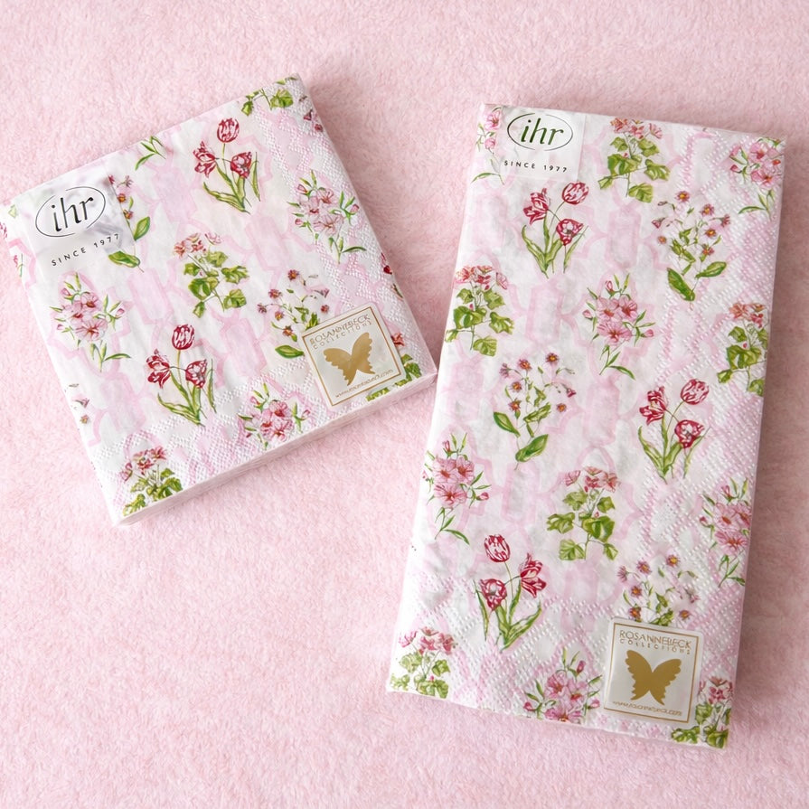 Pink Trellis Floral Paper Napkins 2 Sizes