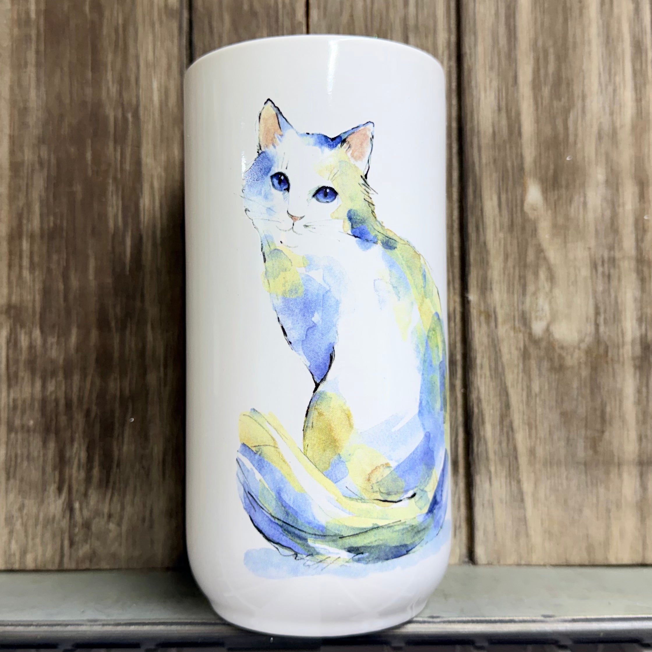 Fluffy Cat Ceramic Travel Mug with Lid $24