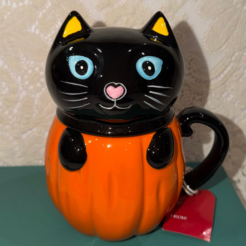 Black Cat Mug w/Lid $24