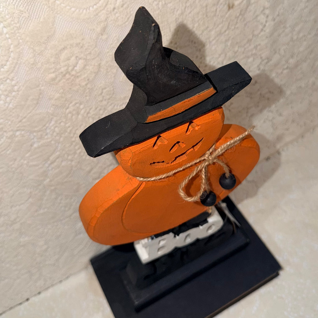 Pumpkin Witch Wood Decor $28