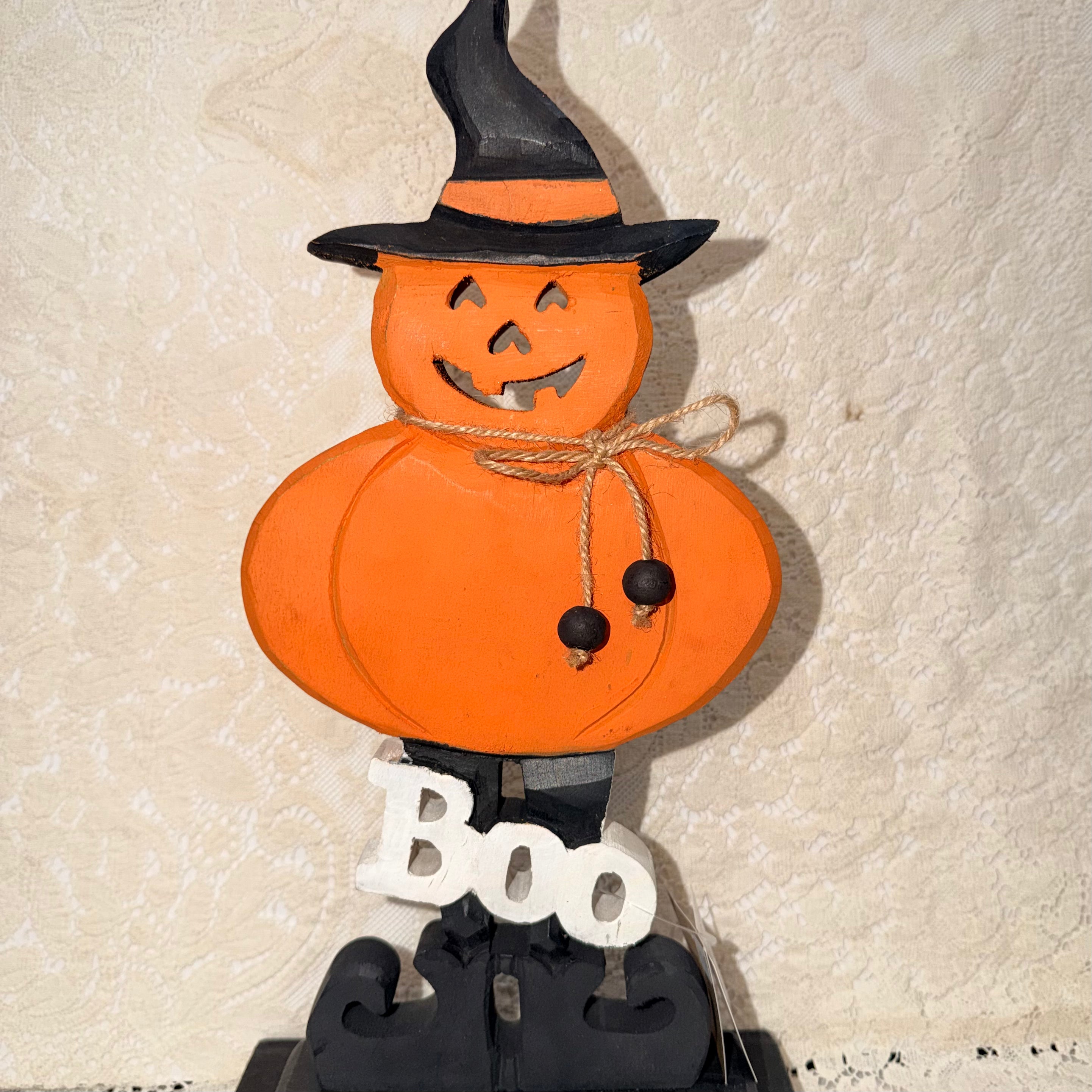 Pumpkin Witch Wood Decor $28