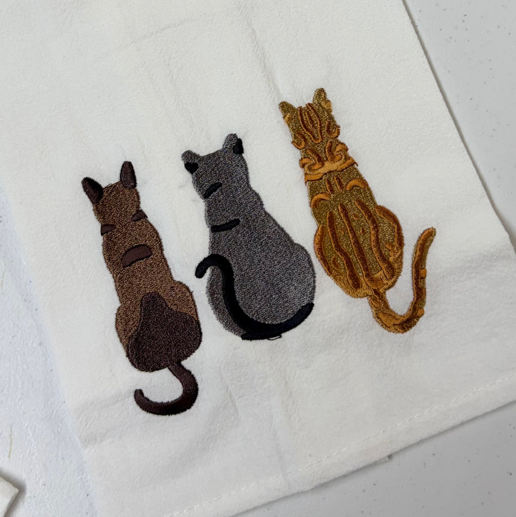 Three Cats Embroidered Towel $14