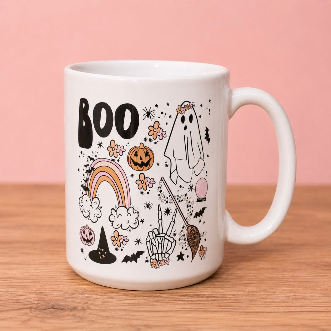 Boho Ghost Halloween Mug $16