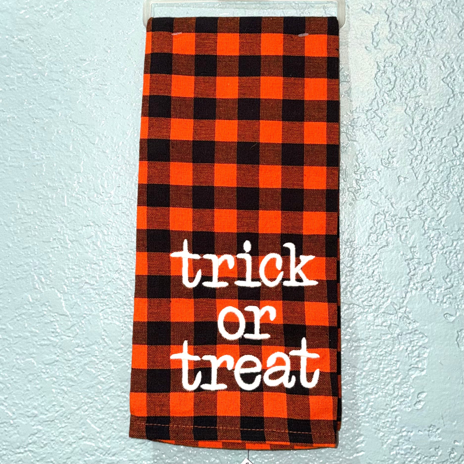 Trick or Treat Check Towel $12