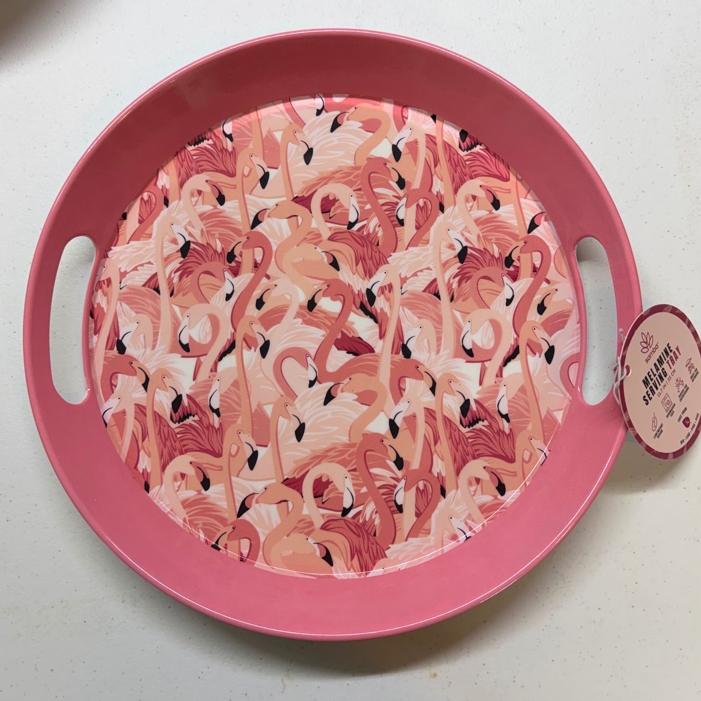 Round Flamingo Tray $30
