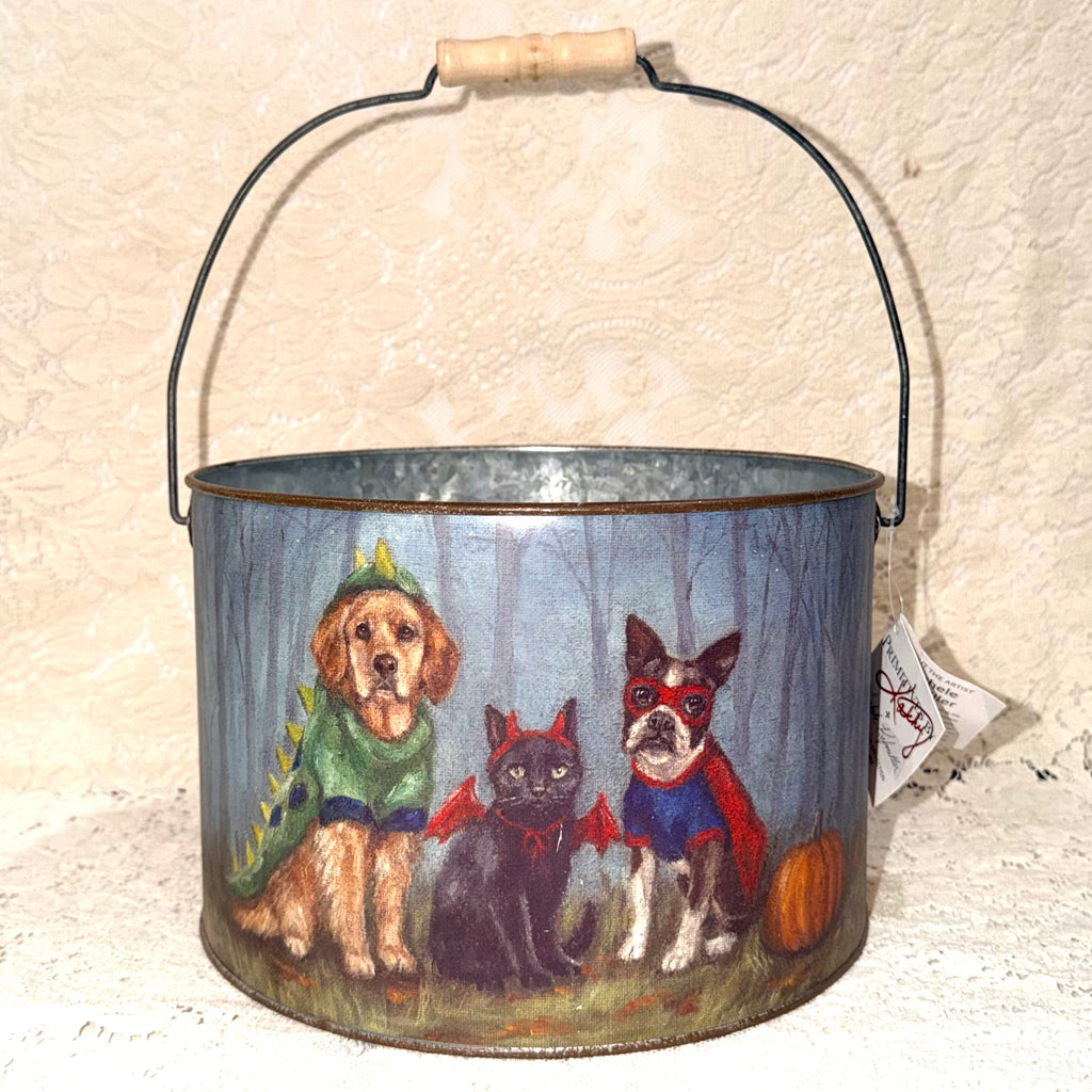 Dog & Cat Halloween Bucket $30