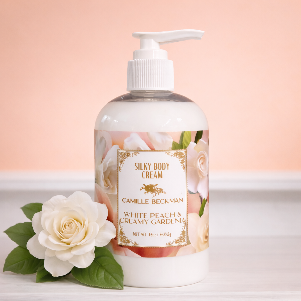 Camille Beckman Peach & Gardenia Silky Body Cream $18