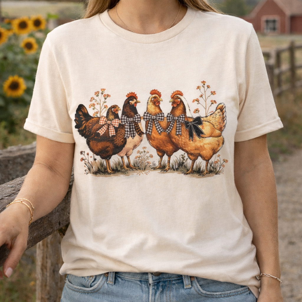 Chicken Bunch Cream T-Shirt S-2X $30