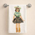 Paper Doll Cowgirl Retro Kitchen Towel $15