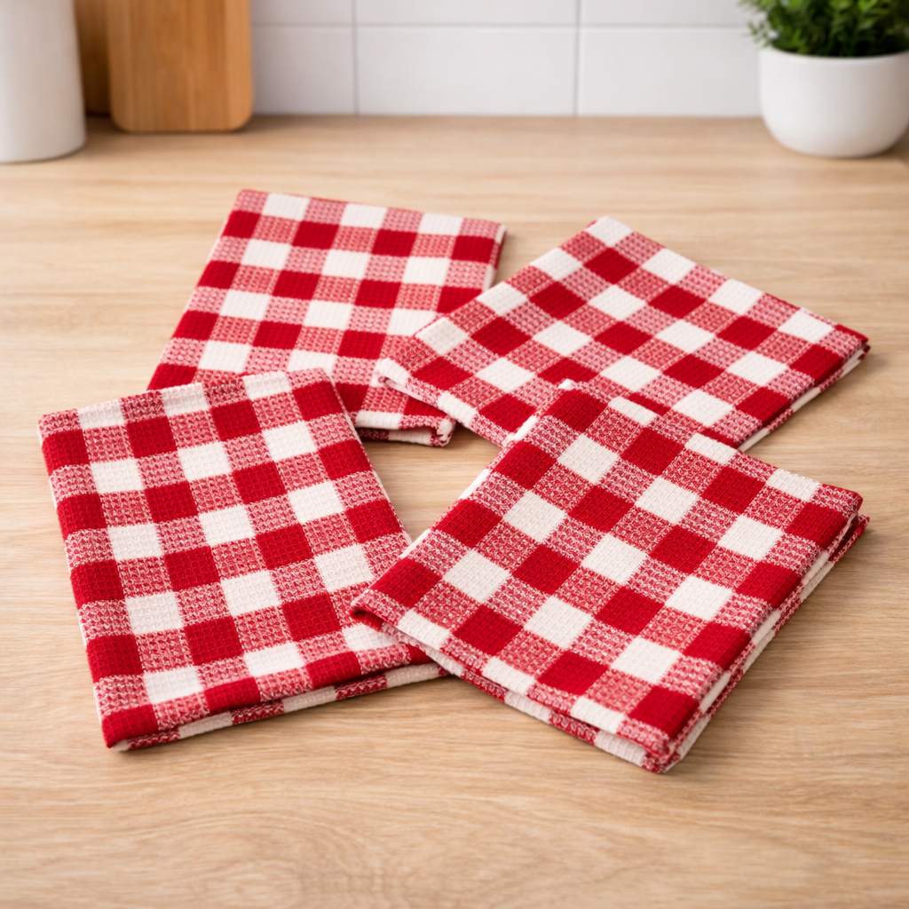 Red & White Check Kitchen Towel Set $24